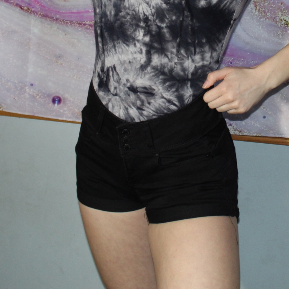 Black button up shorts